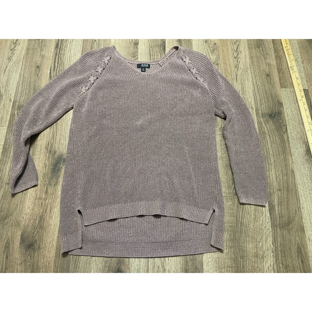 a.n.a Sweater, Women's Size Medium, Brown Sparkle Gold, V-neck, Pullover